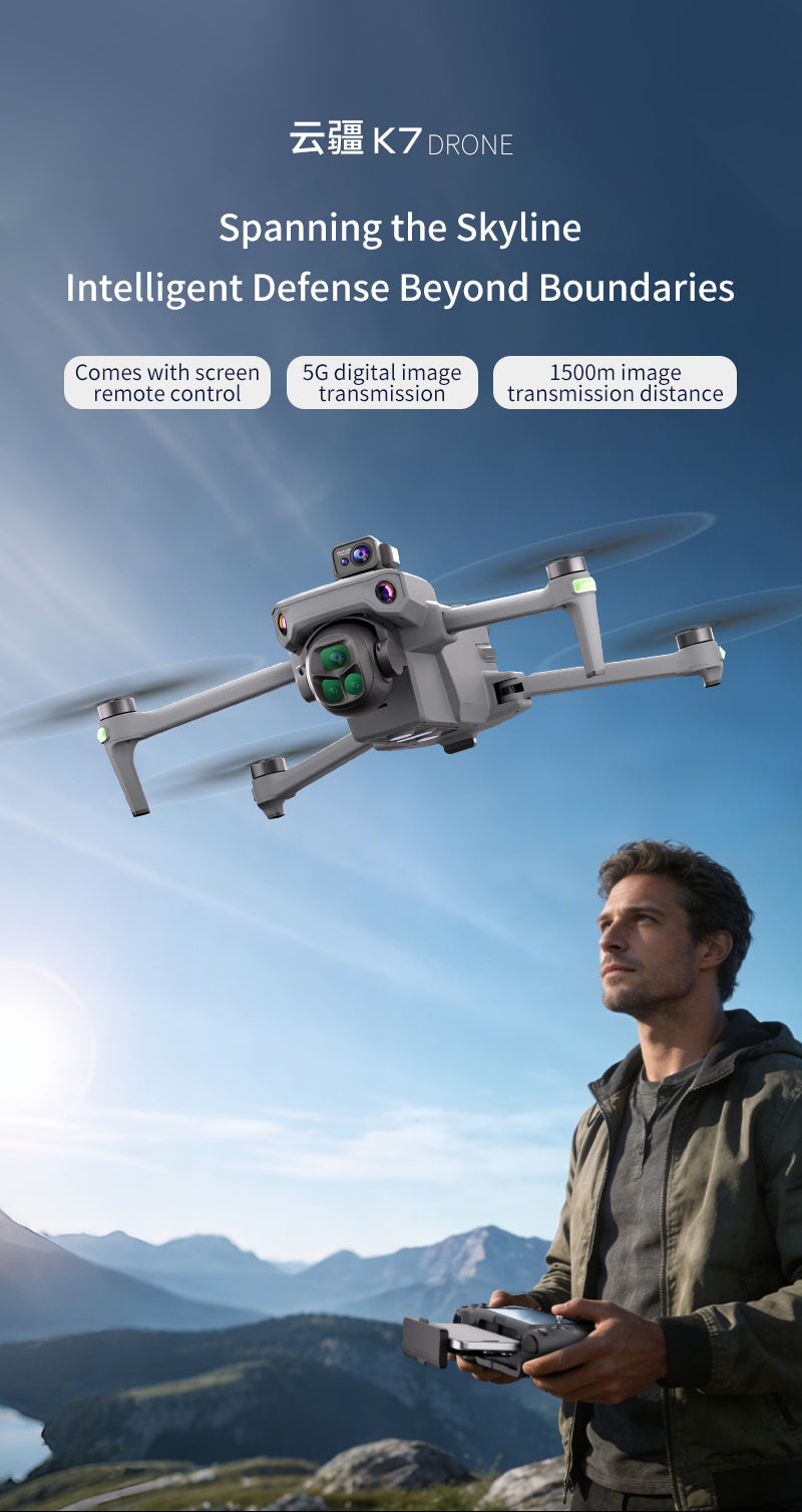 K7 Drone with Touchscreen Remote Controller, 8K Digital Image Transmission, HD Aerial Shooting, GPS Auto Return, Long Flight Time, Airdrop Function, Dual Batteries, Laser Obstacle Avoidance & Thermal Imaging