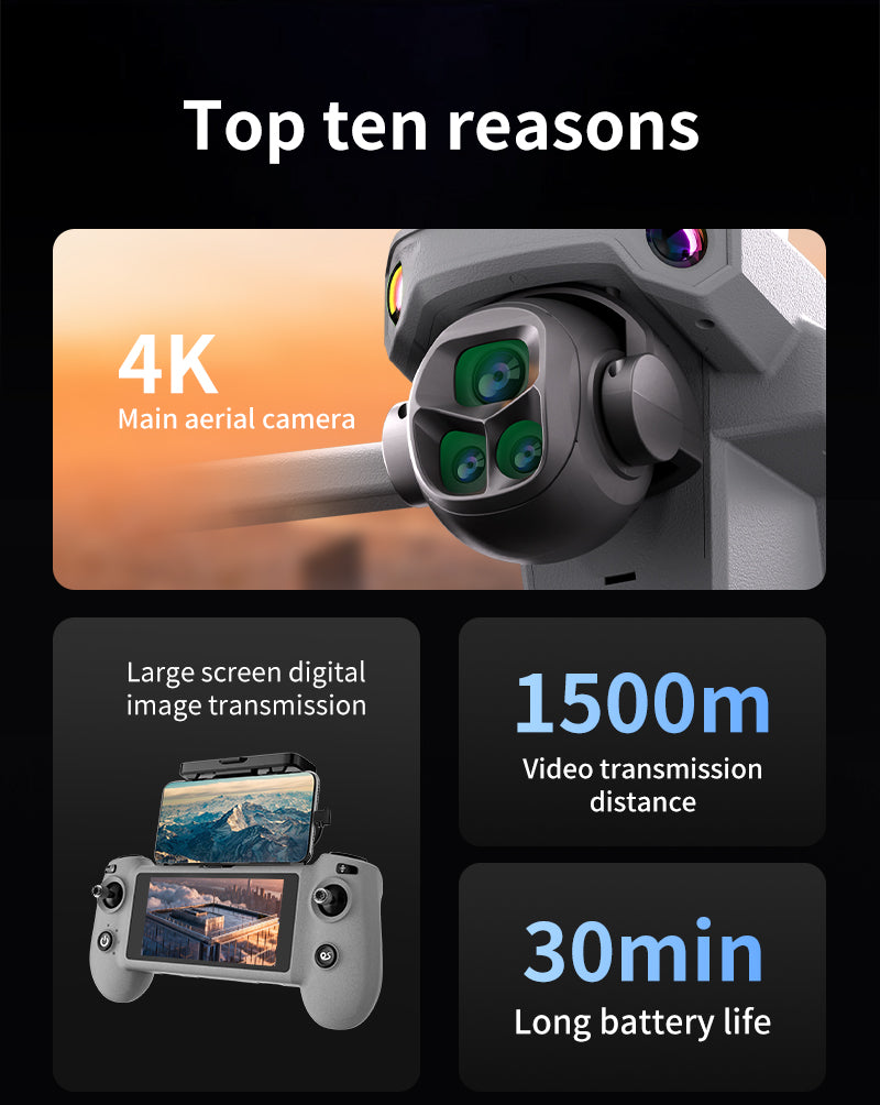 K7 Drone with Touchscreen Remote Controller, 8K Digital Image Transmission, HD Aerial Shooting, GPS Auto Return, Long Flight Time, Airdrop Function, Dual Batteries, Laser Obstacle Avoidance & Thermal Imaging