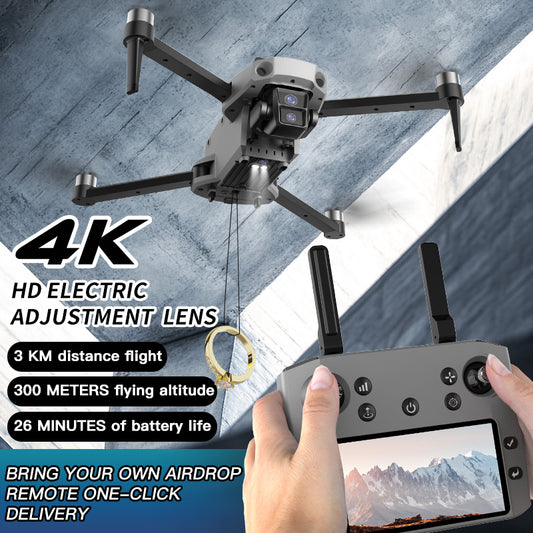 K11SE Drone | Touchscreen Remote Controller, 2 Batteries, Payload Release System, 4K Camera, 360° Laser Obstacle Avoidance, 26 Minutes Flight Time, CE Certified