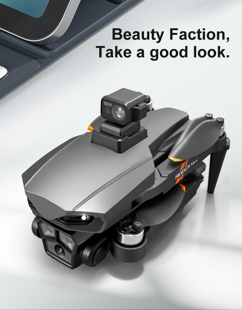 RG601MAX Quadcopter Drone 5G Video Transmission GPS Dual Camera with WiFi Professional Aerial Camera Laser Obstacle Avoidance System Brushless Motors 3 Batteries