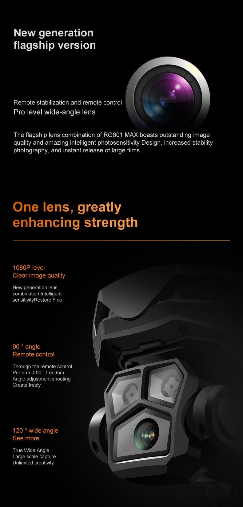 RG601MAX Quadcopter Drone 5G Video Transmission GPS Dual Camera with WiFi Professional Aerial Camera Laser Obstacle Avoidance System Brushless Motors 3 Batteries
