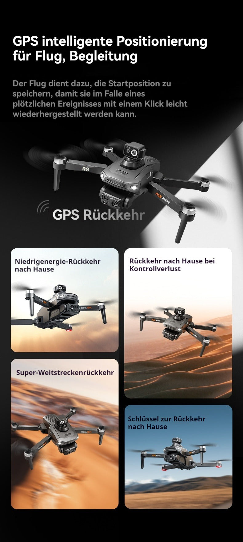 RG800MAX Drone - 3 Batteries, 4.5-inch HD Large Screen Remote Controller, 5km 5G Digital Relay Video Transmission, Brushless Motors, GPS, Laser Obstacle Avoidance, Easy Flight Operation for Beginners