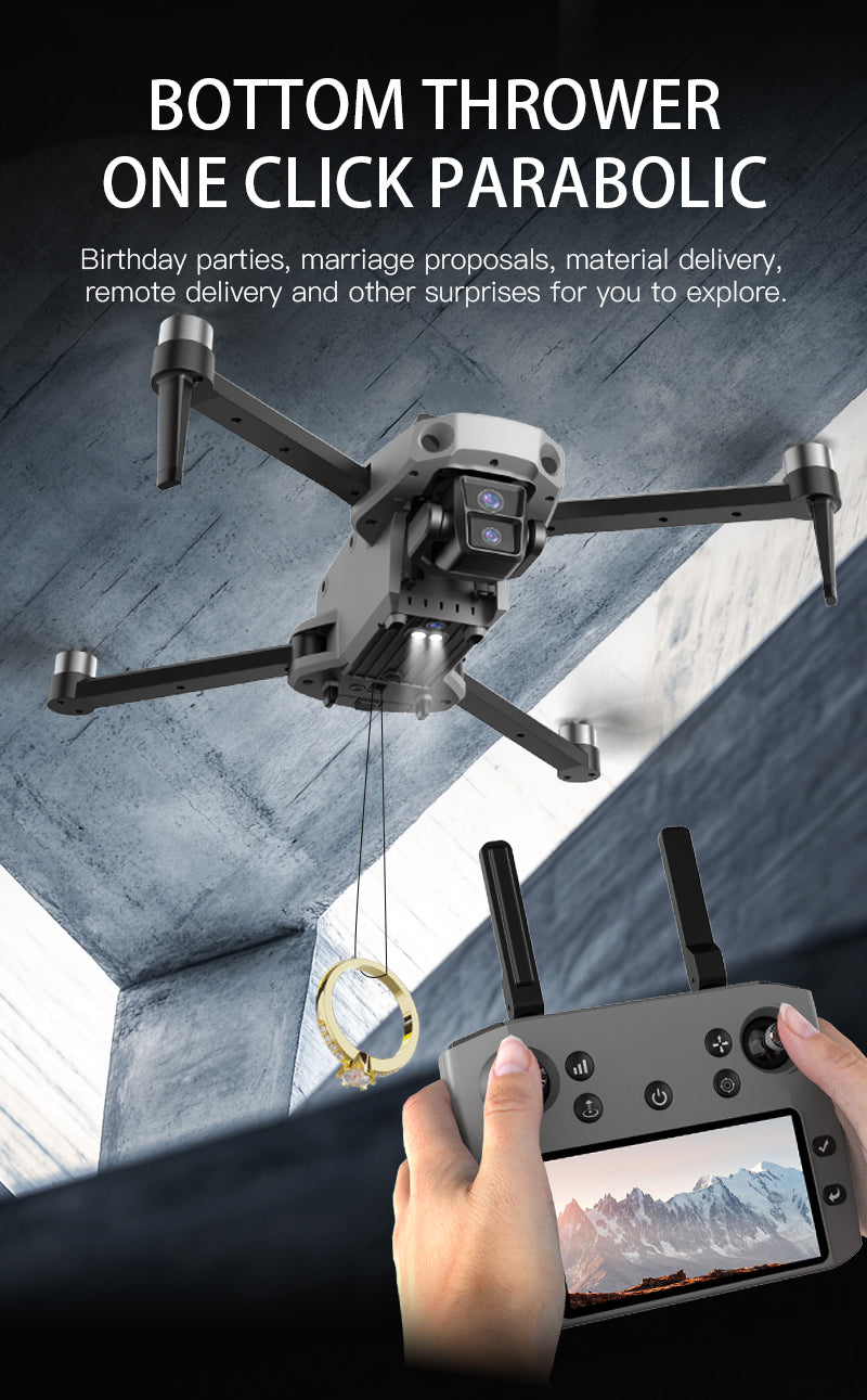K11SE Drone | Touchscreen Remote Controller, 2 Batteries, Payload Release System, 4K Camera, 360° Laser Obstacle Avoidance, 26 Minutes Flight Time, CE Certified