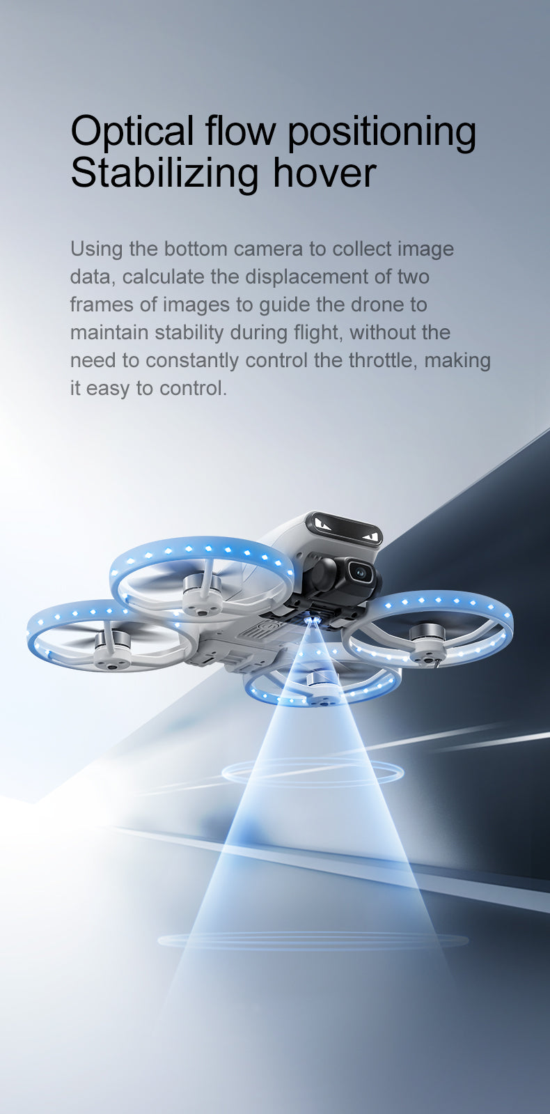 M6S Drone – Foldable Design with 4.3-inch Screen and Remote Control Antenna, Optical Flow Positioning, and LED-lit Propeller Guard