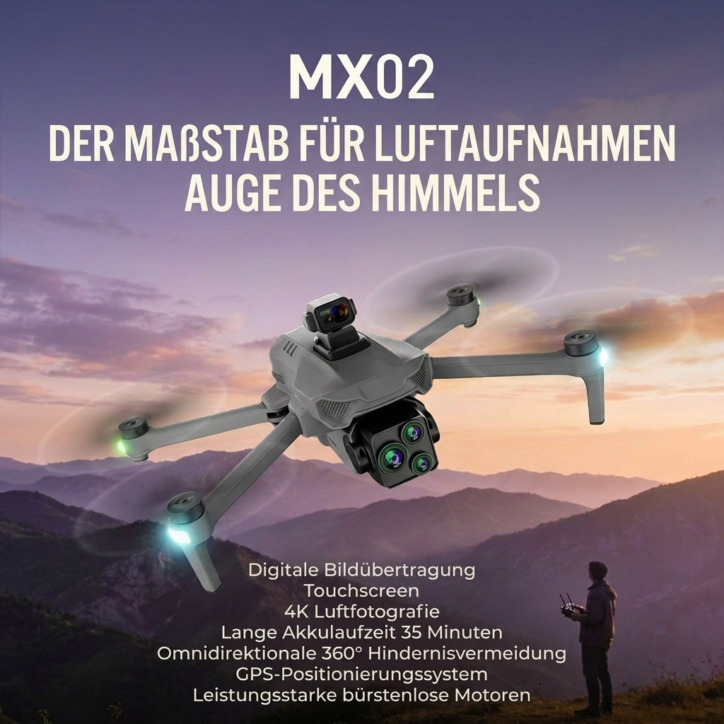 MX02, Fernbedienung mit Touchscreen 5,5 Zoll, Integrierte Abwurffunktion, Last 250g, Reichweite 8km, Höhe 300m, 4K Kamera, 35Min Akkulaufzeit, Mehrfache GPS-Rückkehr, vlog, Hochzeit, Reise, Familie, <250g, Lokale Lieferung
