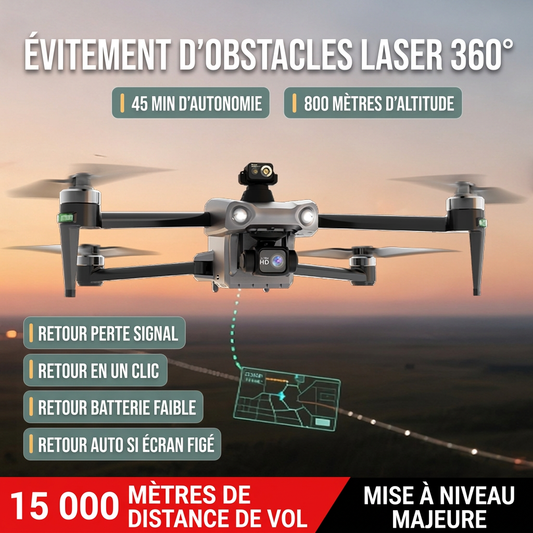 Drone M15 PRO MAX | Charge utile de largage 600g, Gimbal mécanique 3 axes, Évitement d’obstacles laser 360°, 45min autonomie, Vol 30km aller-retour, Caméra 4K 48MP avec télécommande écran tactile