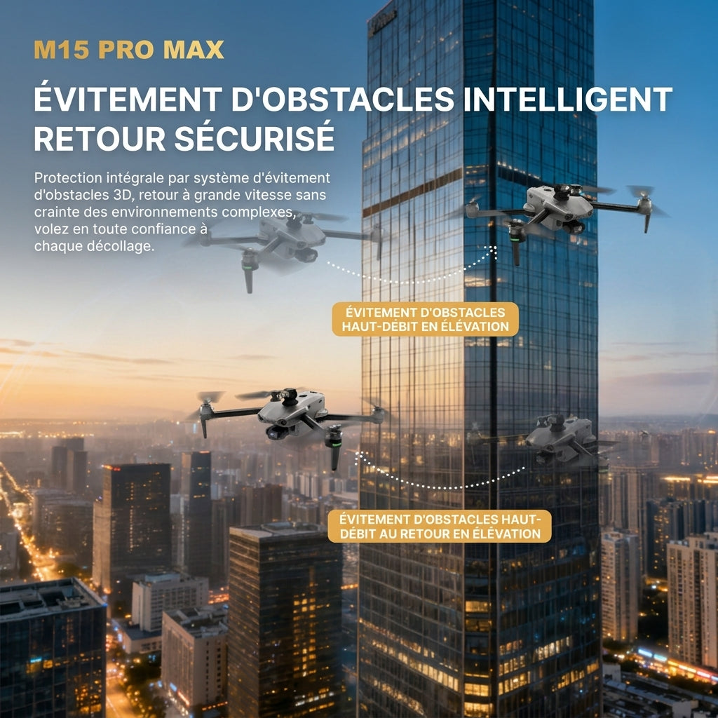 Drohne M15 PRO MAX | 600g Abwurfnutzlast, 3-Achsen-Gimbal, 360°-Laser-Hindernisvermeidung, 45 Min. Flugzeit, 30 km Hin- und Rückflugreichweite, 4K 48MP Kamera mit Touchscreen-Fernbedienung