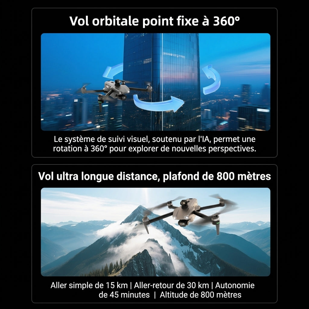 Drohne M15 PRO MAX | 600g Abwurfnutzlast, 3-Achsen-Gimbal, 360°-Laser-Hindernisvermeidung, 45 Min. Flugzeit, 30 km Hin- und Rückflugreichweite, 4K 48MP Kamera mit Touchscreen-Fernbedienung