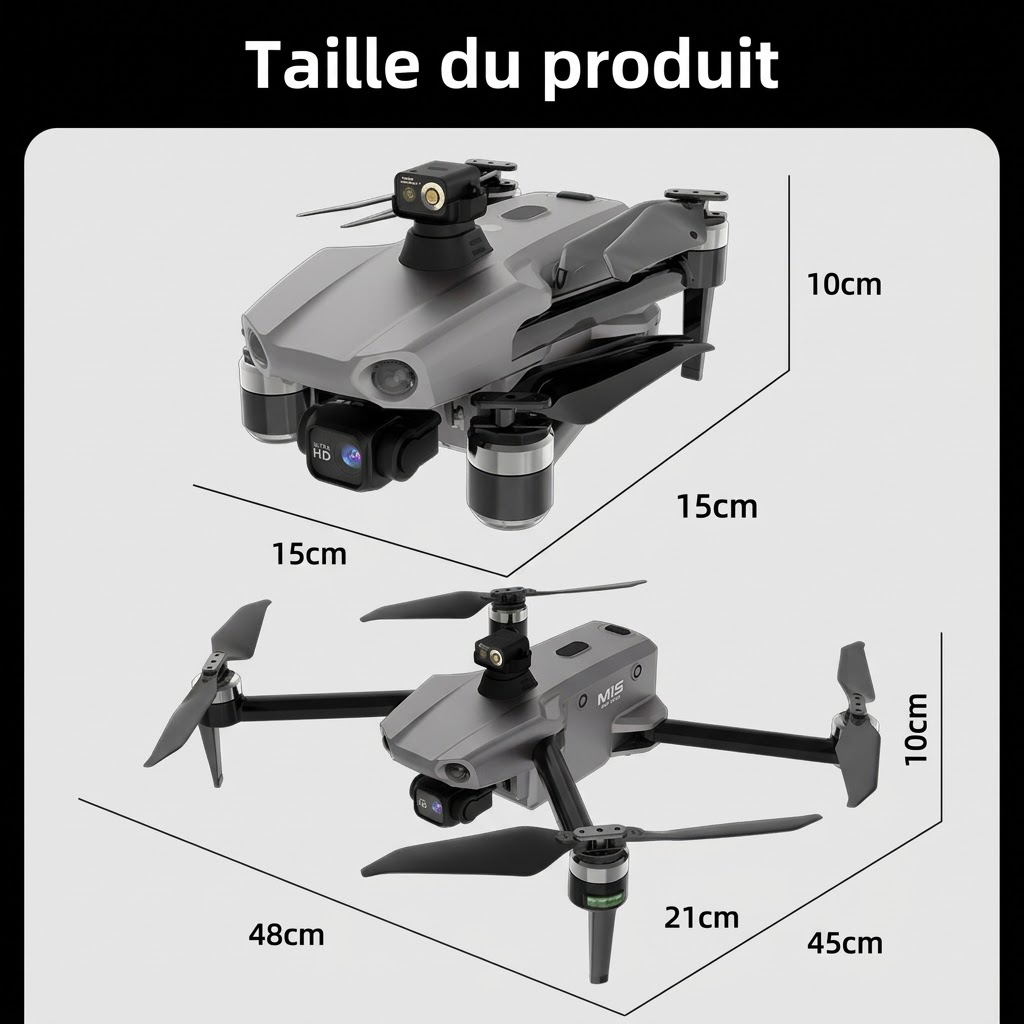 Drohne M15 PRO MAX | 600g Abwurfnutzlast, 3-Achsen-Gimbal, 360°-Laser-Hindernisvermeidung, 45 Min. Flugzeit, 30 km Hin- und Rückflugreichweite, 4K 48MP Kamera mit Touchscreen-Fernbedienung