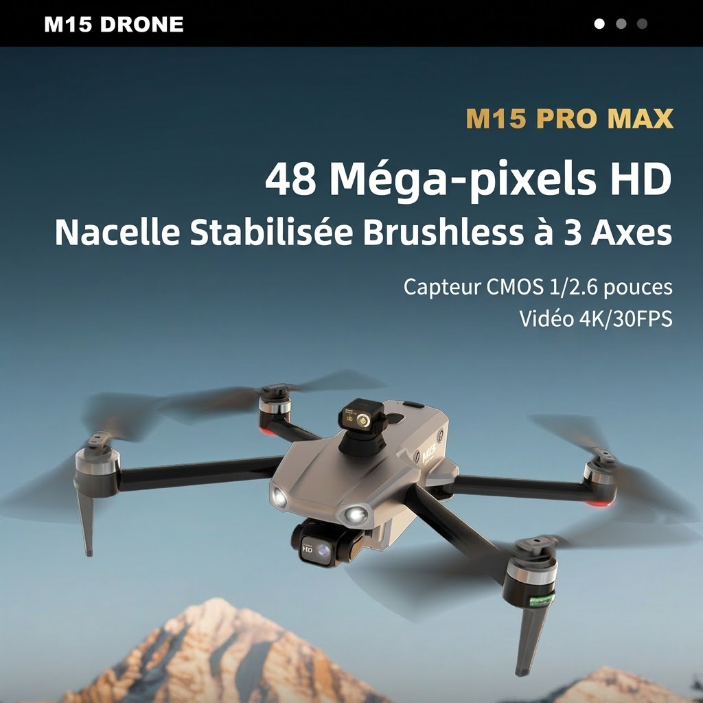 Drohne M15 PRO MAX | 600g Abwurfnutzlast, 3-Achsen-Gimbal, 360°-Laser-Hindernisvermeidung, 45 Min. Flugzeit, 30 km Hin- und Rückflugreichweite, 4K 48MP Kamera mit Touchscreen-Fernbedienung